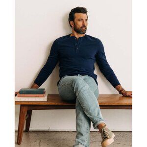 Taylor Stitch The Heavy Bag Henley‎ Sweatshirt Long Sleeve Pullover Blue Size 40